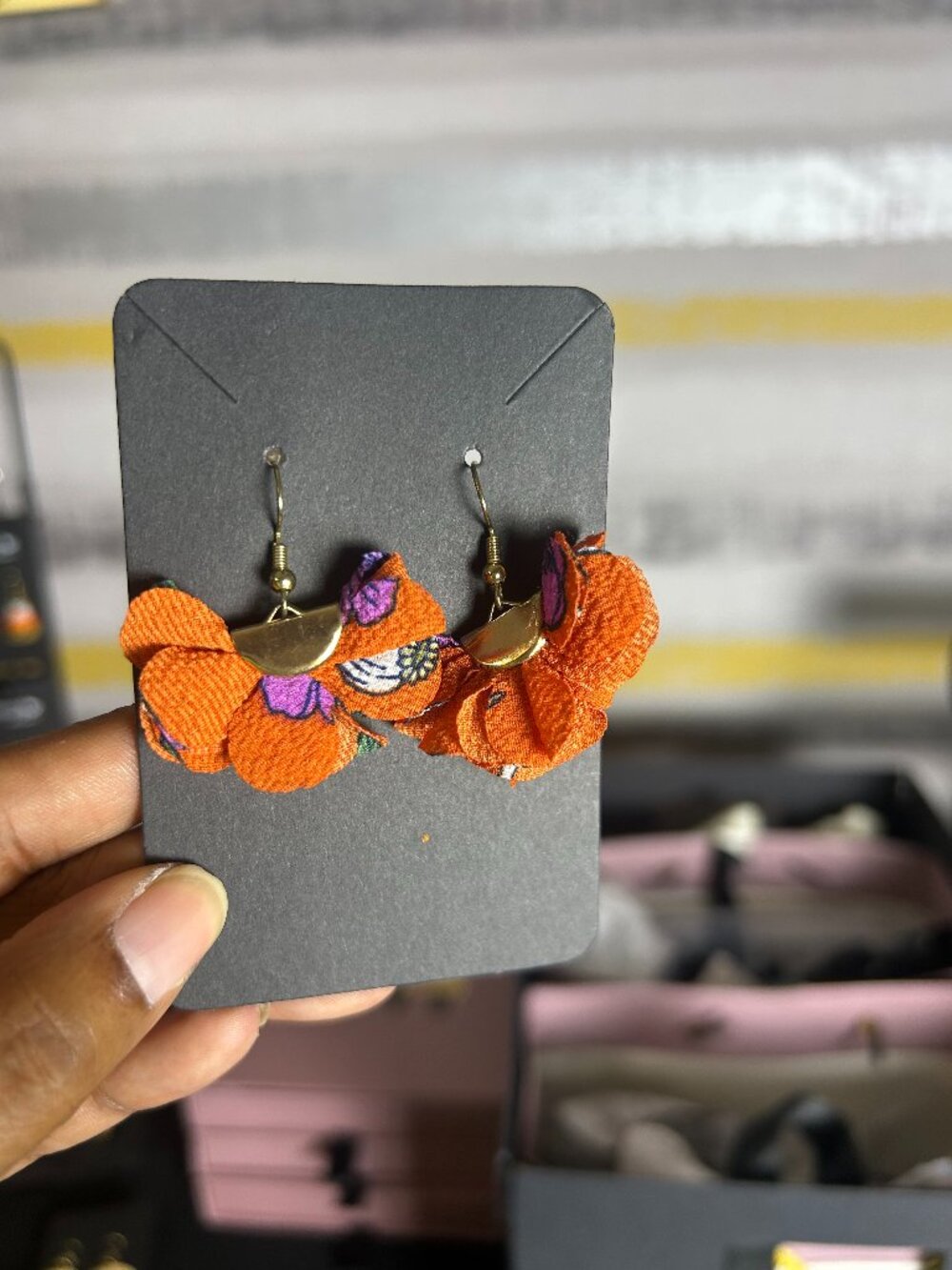 Orange Fabric Earrings